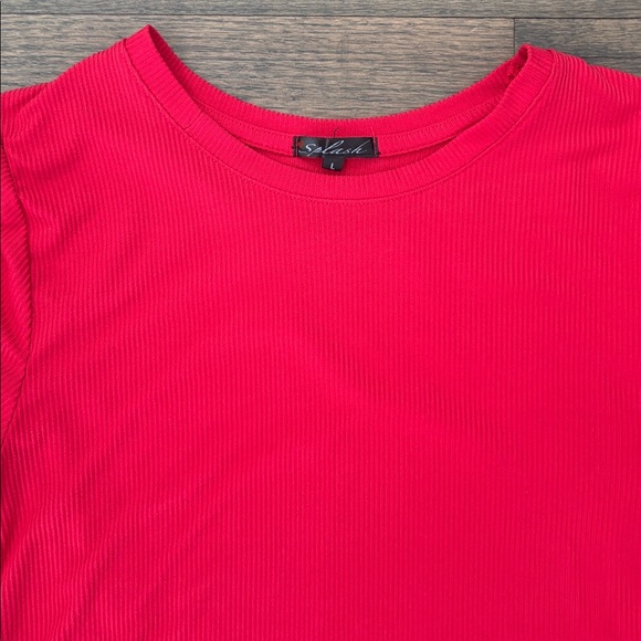 Splash Vibrant Pink Ribbed Women's Top - Picture 3 of 9